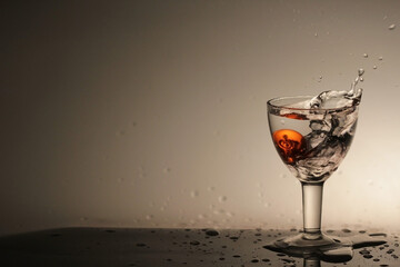 red wine splash in glass