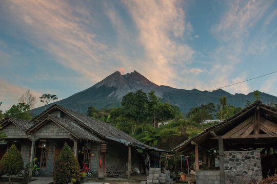 Mount Merapi in Yogyakarta, Indonesia Volcano Landscape View