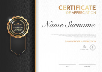 Certificate template black and gold luxury style image. Diploma of geometric modern design. eps10 vector.