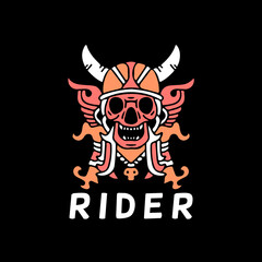 Skull viking illustration with hipster style. Vector graphics for t-shirt prints and other uses.