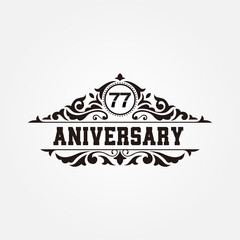 77 years anniversary logo template. Vector and illustration