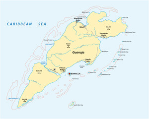  vector map of the Honduran Caribbean island of Guanaja, Honduras 