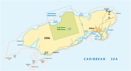 vector map of the Honduran Caribbean island of Utila, Honduras