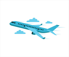simple flat vector design of airplane flying climb up in the sky illustration