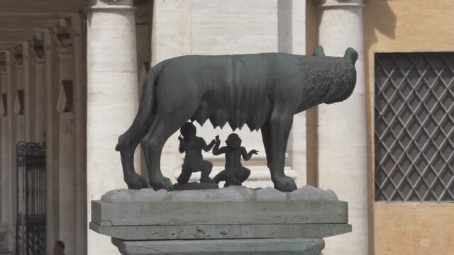Rome, Italy - Capitoline Wolf Lupa Capitolina Romulus and Remus Bronze Sculpture