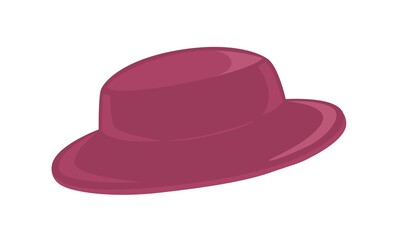 Woman demi season hat in glamour retro style. Elegant lady accessory made of woolen or felt textile. Fashionable brimmed headwear isolated on white background. Flat vector cartoon illustration