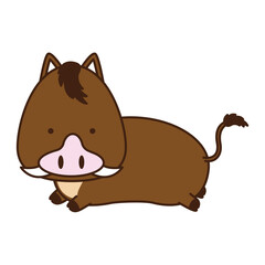 年賀状に使える干支（亥）が走っているイラスト