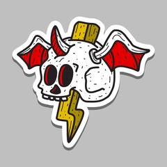 kawaii doodle cartoon skull designs for wallpaper, stickers, coloring books, pins, emblems, logos and more
