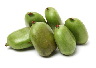 mini kiwi baby fruit (actinidia arguta) on white background 