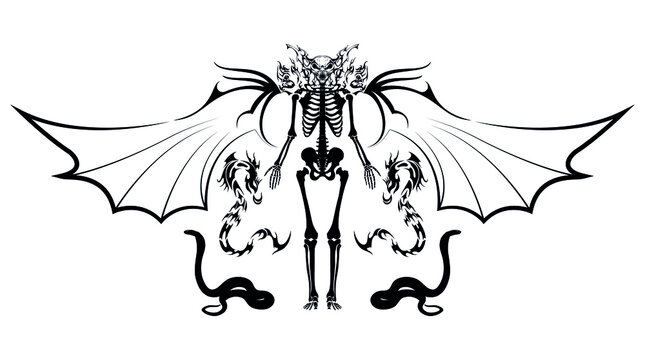 hell bat necromancer snakes wings evil skeleton tattoo fantasy horror occultism picture