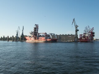 huge industrail port in gdansk city