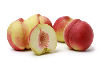 ripe peach on white background 