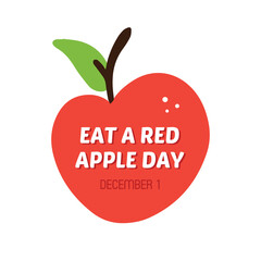 Vector cartoon style card for Eat a red apple day celebration.
