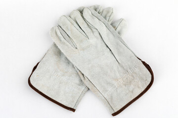 Welding gloves, welding equipment, gloves on a white background, protective clothing