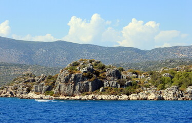The Mediterranean sea and the rocky coasts of Turkey
