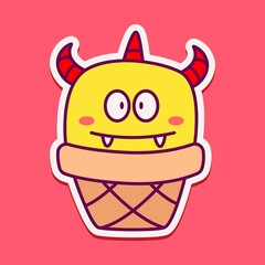 kawaii doodle cartoon monster designs for wallpaper, stickers, coloring books, pins, emblems, logos and more