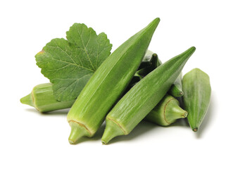 Fresh young okra isolated on white background
