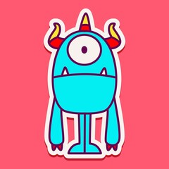 kawaii doodle cartoon monster designs for wallpaper, stickers, coloring books, pins, emblems, logos and more