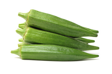 Fresh young okra isolated on white background