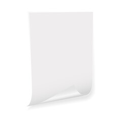 White blank paper sticker with bent corner