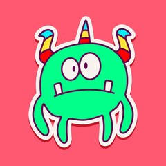 kawaii doodle cartoon monster designs for wallpaper, stickers, coloring books, pins, emblems, logos and more