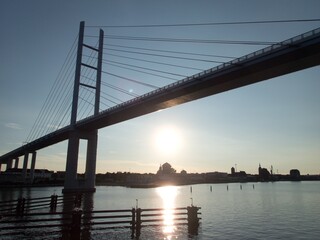 Fototapeta na wymiar stralsund bridge crossing from rugen to germany mainland