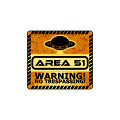 Warning sign zone area 51 isolated on white background