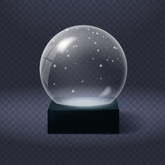 Fototapeta na wymiar Glass christmas ball with snow globes. Christmbas ball