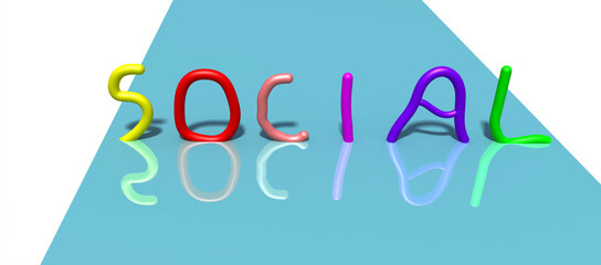 Three dimensional shape writing rendering. Colorful 