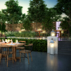 Ready for Dinner: Garden Restaurant (detail) - 3d visualization