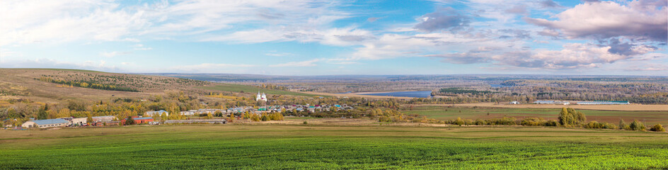 Fototapeta na wymiar Panorama, Russia, village.