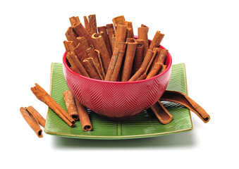Cinnamon on a white background