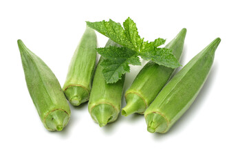 Fresh young okra isolated on white background