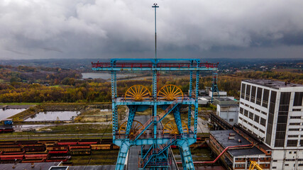 Kopalnia węgla w Jastrzębiu Zdroju na Śląsku w Polsce z lotu ptaka