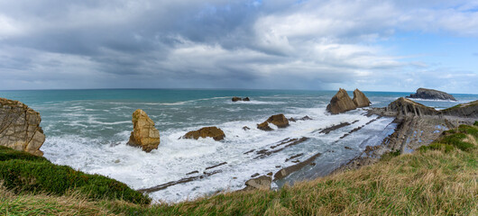 rugged and wild coastline in Cantabria in northern Spain