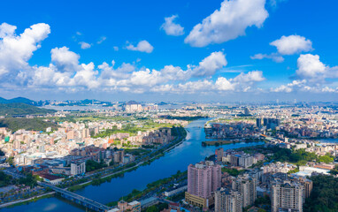 Fototapeta na wymiar Aerial view of Humen Town, Dongguan City, Guangdong Province, China