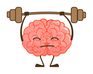 Brain emoticon training, pumping muscle, doing workout