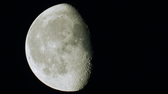 Moon phase close up waning gibbous with craters and terminator