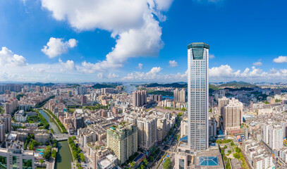 Obraz premium Aerial view of Humen Town, Dongguan City, Guangdong Province, China