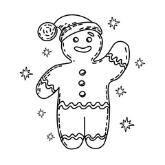 Gingerbread man coloring book. Christmas and new year. Vector. Isolated background.