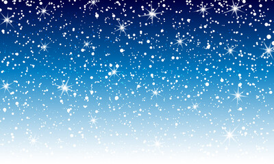 Fototapeta premium Snow background. Winter snowfall. White snowflakes on blue sky. Christmas background. Falling snow.