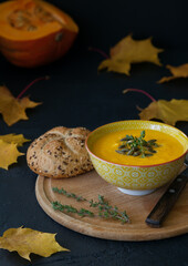 Tasty pumpkin cream soup
