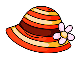 Female summer hat with flower decoration isolated on white