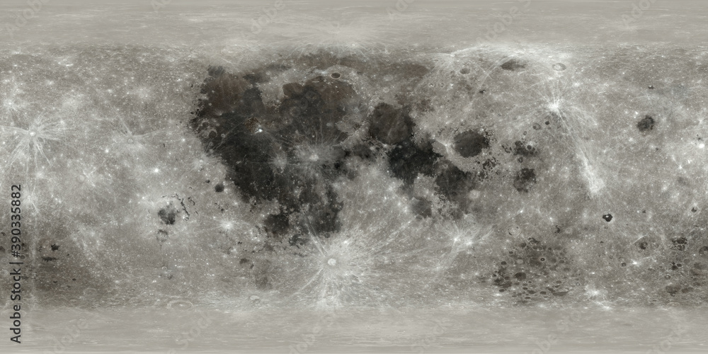 Wall mural moon map in a cylindrical projection for spherical texture mapping. elements of this image furnished