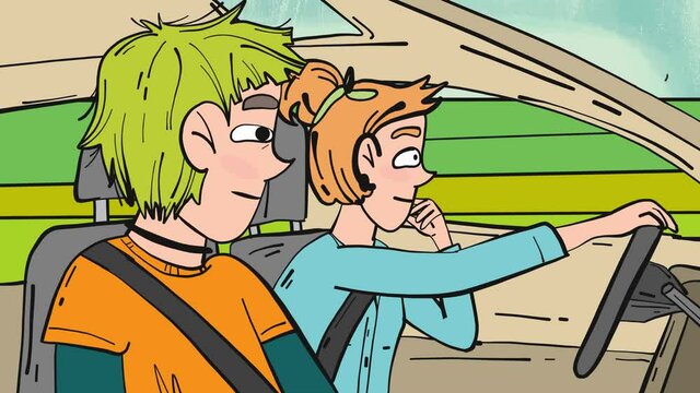 Distracting the driver from the road by talking cartoon animation
