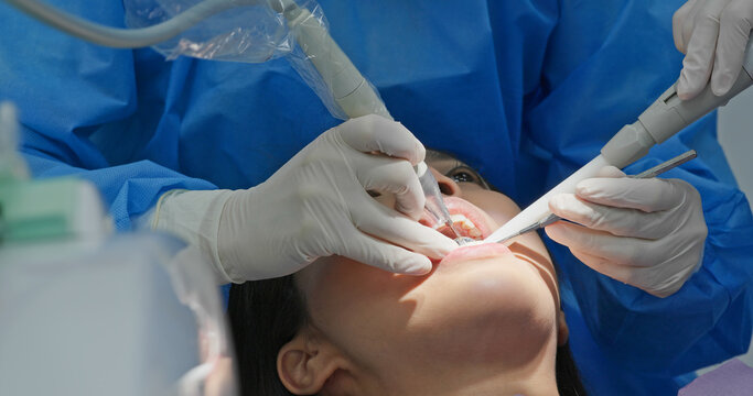 Woman Undergo Dental Scaling Treatment