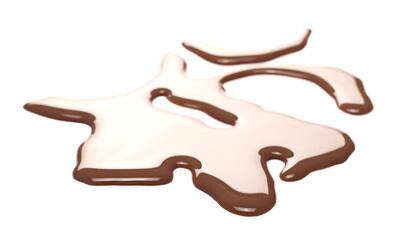 Chocolate milk spilled puddle isolated on white background