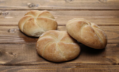 Kaiser rolls bread isolated on white background