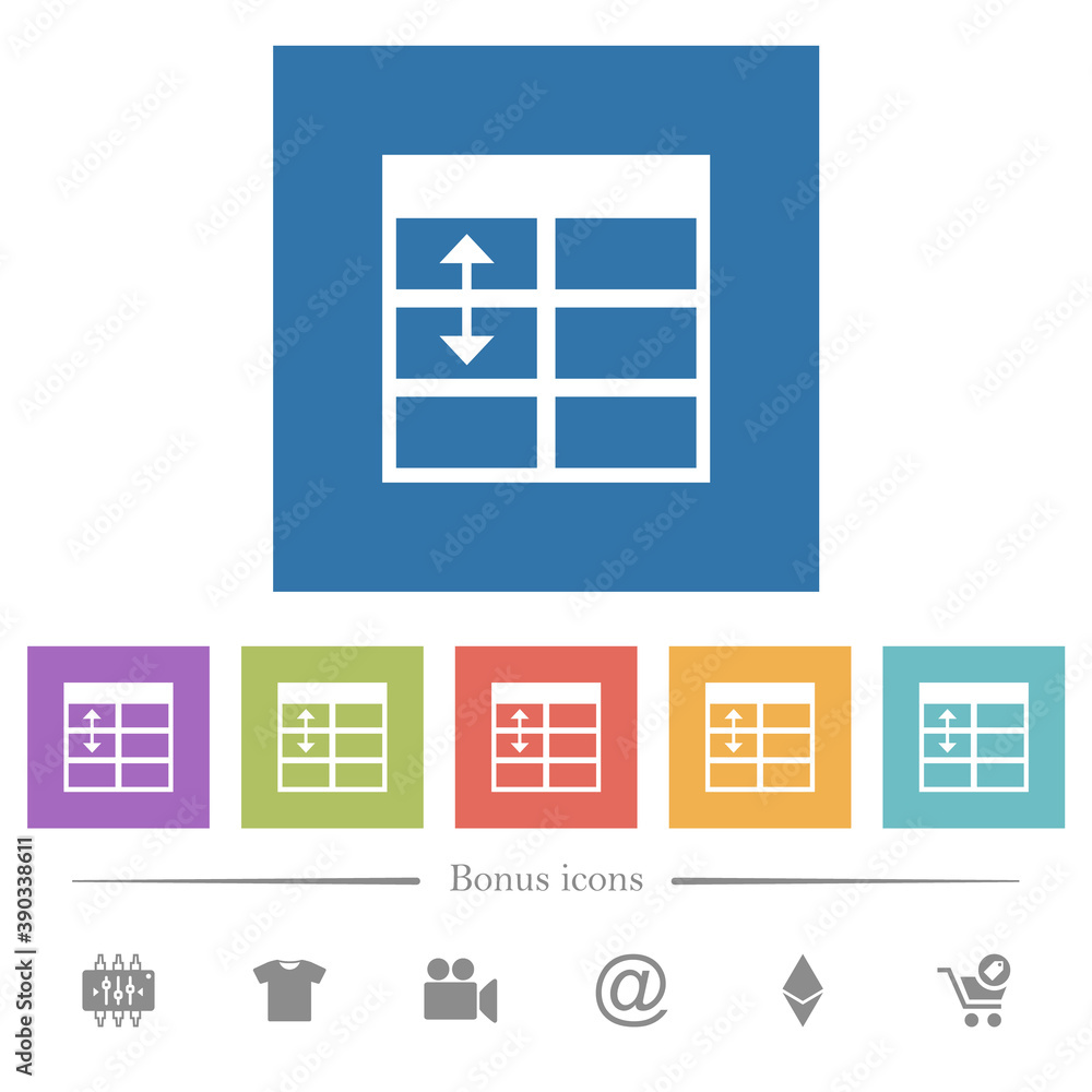 Aufkleber spreadsheet adjust table row height flat white icons in square backgrounds