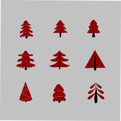 Fototapeta na wymiar Set of hand drawn Christmas trees